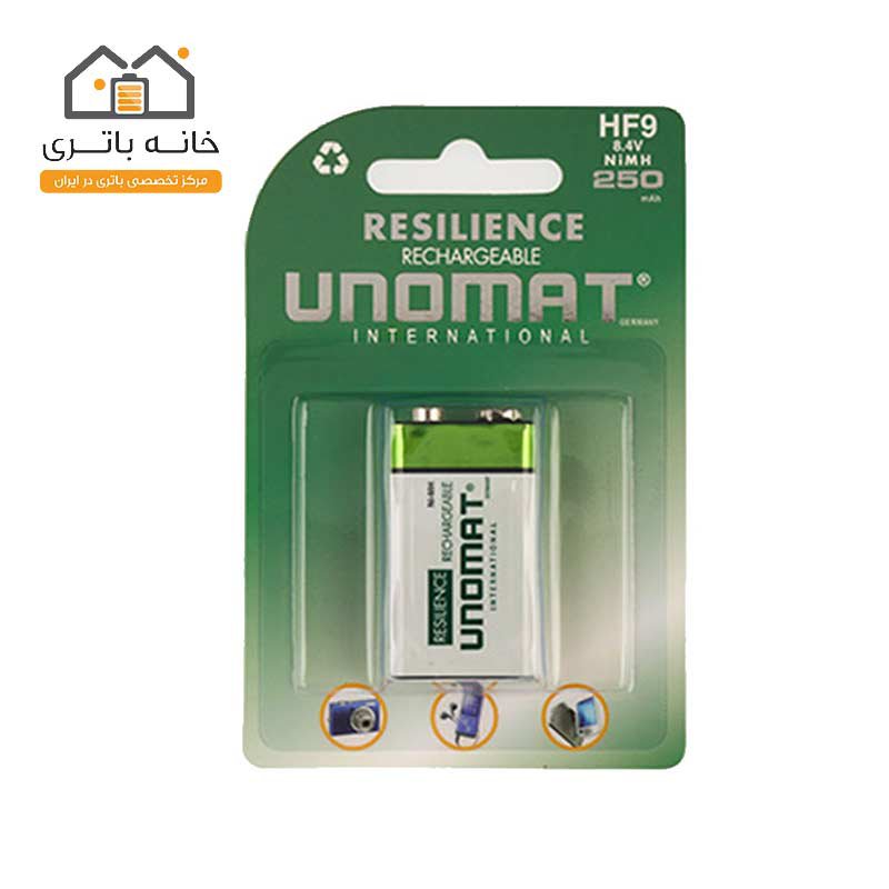 باتری 9 ولت کتابی یونومات مدل 250میلی آمپر