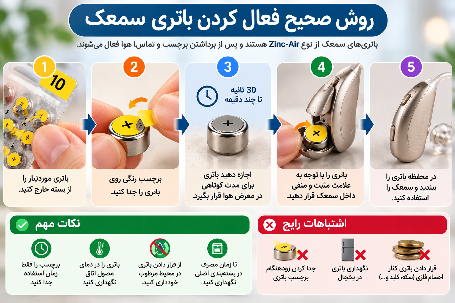 روش صحیح فعال کردن و استفاده از باتری سمعک