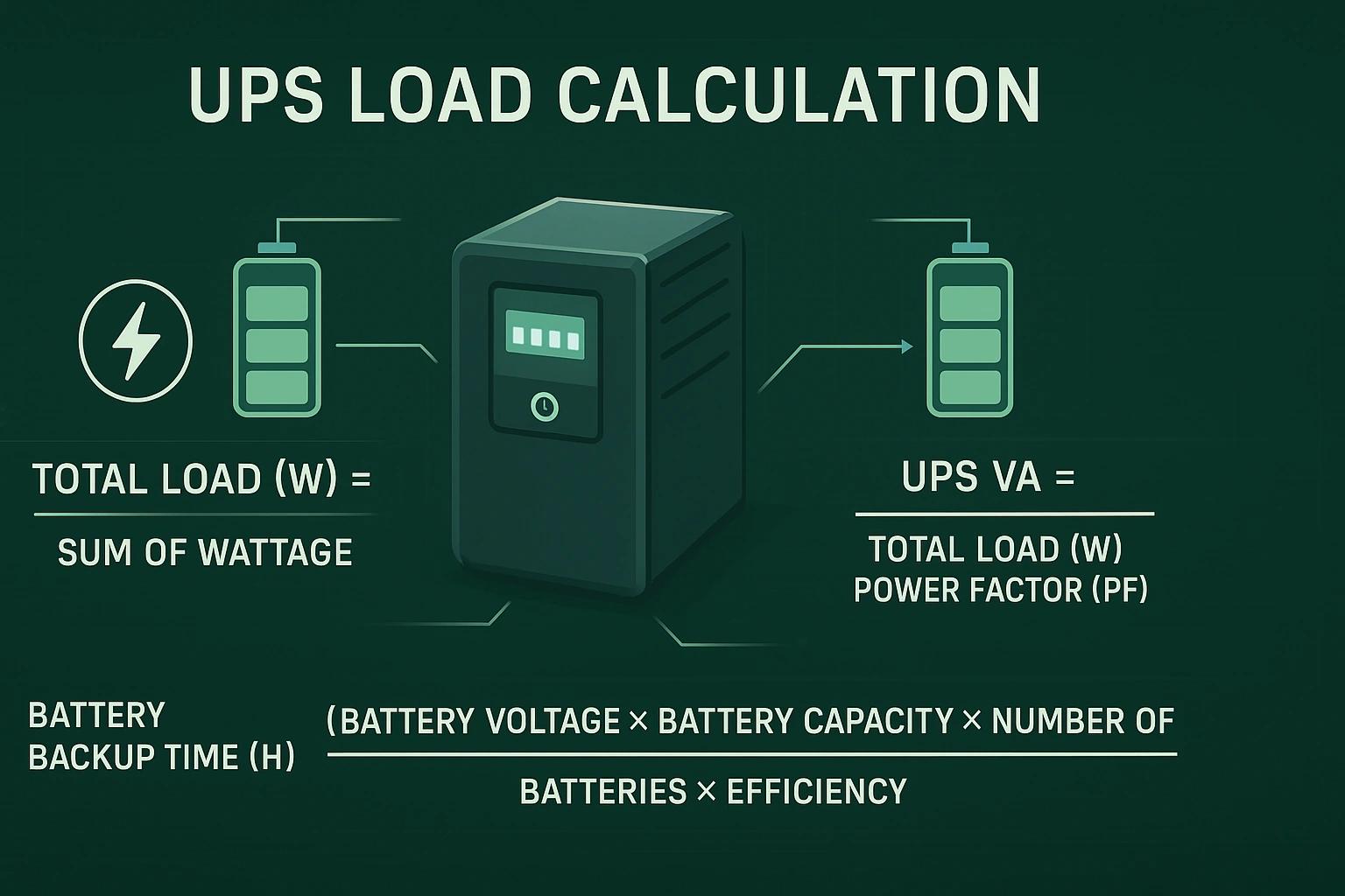 روش محاسبه ظرفیت باتری UPS بر اساس توان مصرفی و زمان پشتیبانی