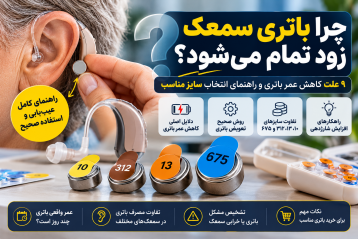 چرا باتری سمعک زود تمام می‌شود؟ ۹ علت کاهش عمر باتری و راهنمای انتخاب سایز مناسب