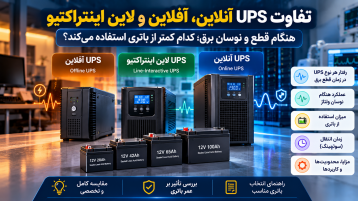 تفاوت UPS آنلاین، آفلاین و لاین اینتراکتیو هنگام قطع و نوسان برق؛ کدام کمتر از باتری استفاده می‌کند؟
