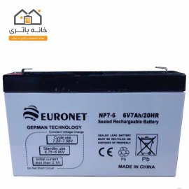 باتری سیلد اسید 6 ولت 7 آمپر یورونت (euronet)
