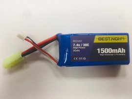 باتری لیتیوم پلیمر شارژی 7.4 ولت 1500 میلی آمپر ساعت بست (803562) 30C