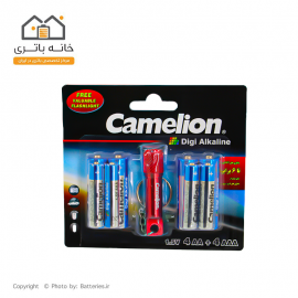 باتری قلم و نیم قلم دیجی آلکالاین 4+4 کملیون همراه با چراغ قوه Camelion
